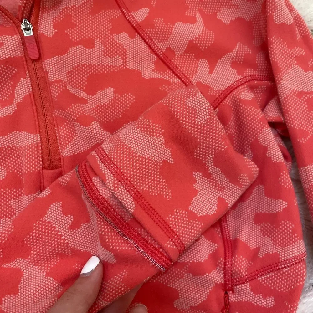 Lululemon Its Rulu Run Half Zip Heritage Camo Jacquard Pale Raspberry Pink Mist